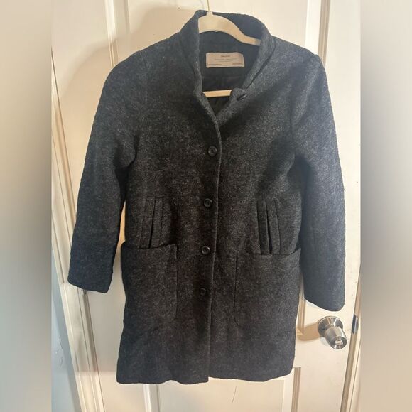 Zara Charcoal wool Pea Coat size xs EUC - Picture 1 of 3